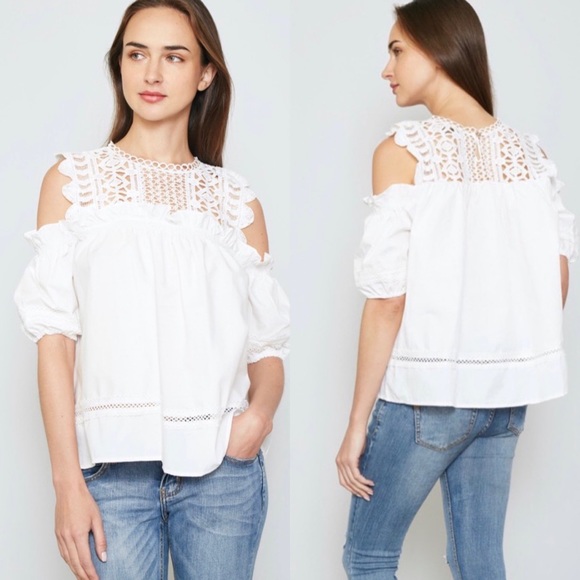 ❣️Last One❣️ BOHO FLIRT LACE cold shoulder white S - Picture 2 of 7